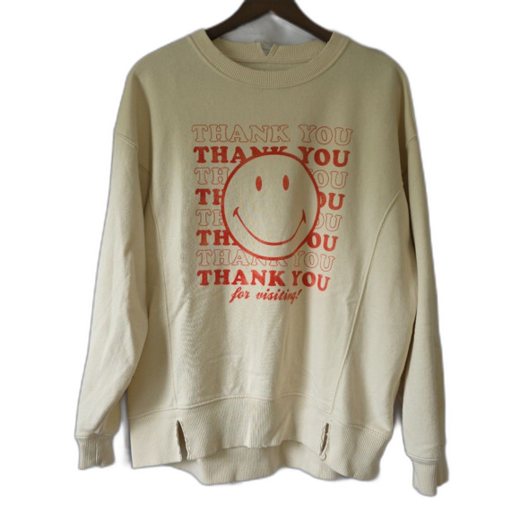 Aerie Retro Cozy Oversized Baggy "Thank You" Sweatshirt - Women's Size XXS - Picture 1 of 7